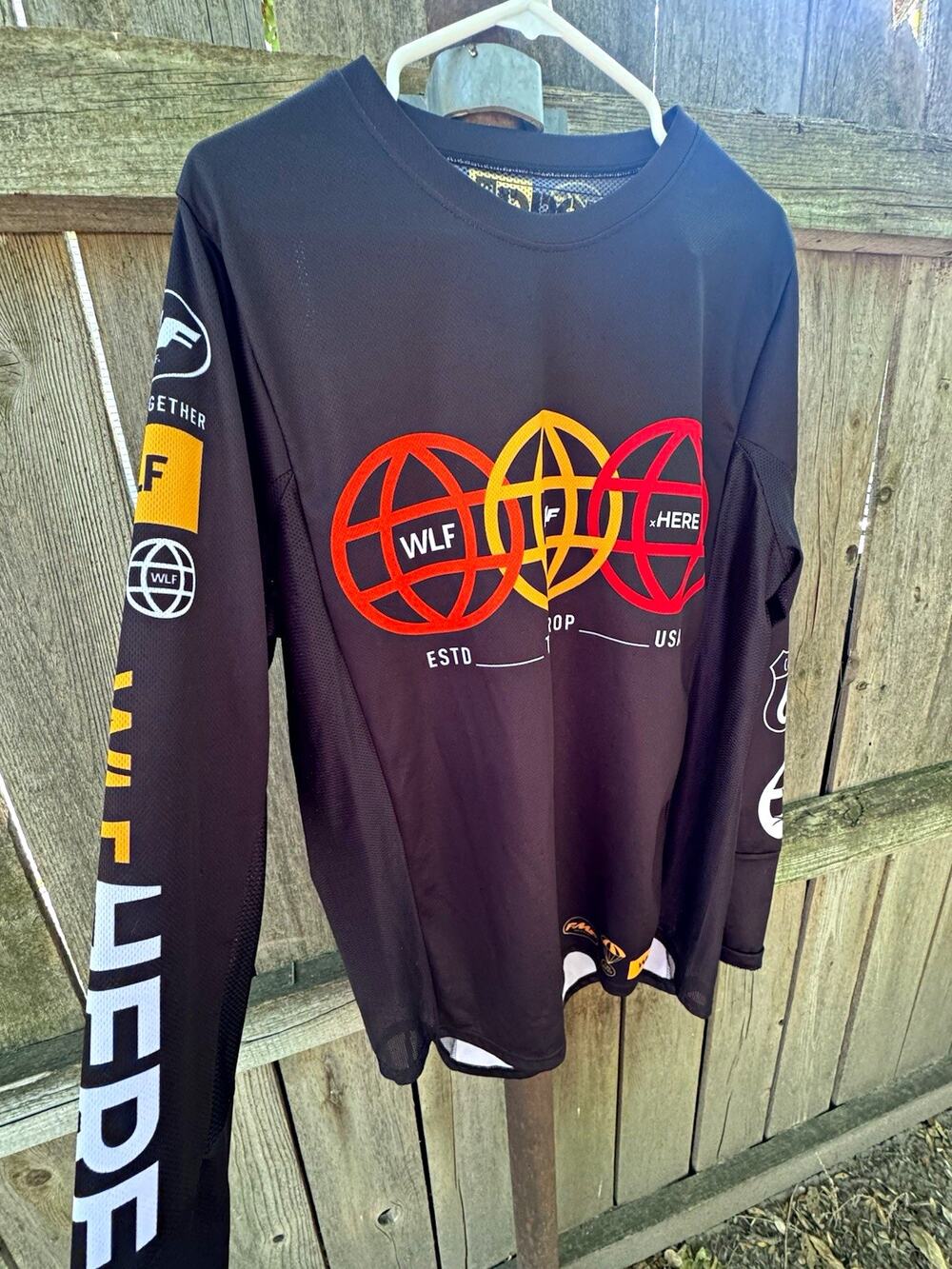 WLF FIF x WLF Enduro Moto Jersey Long Sleeve Mesh Breathable Black XL